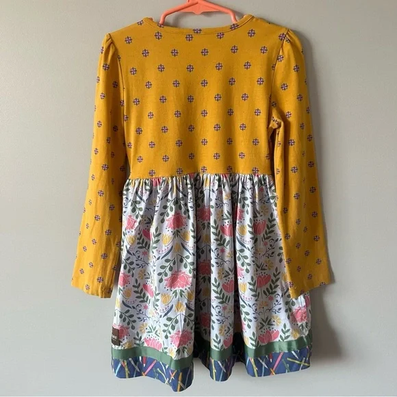 Matilda Jane 6 Choose Your Own Path Gold Star Pencil Dress Mustard Yellow Floral - Picture 6 of 10